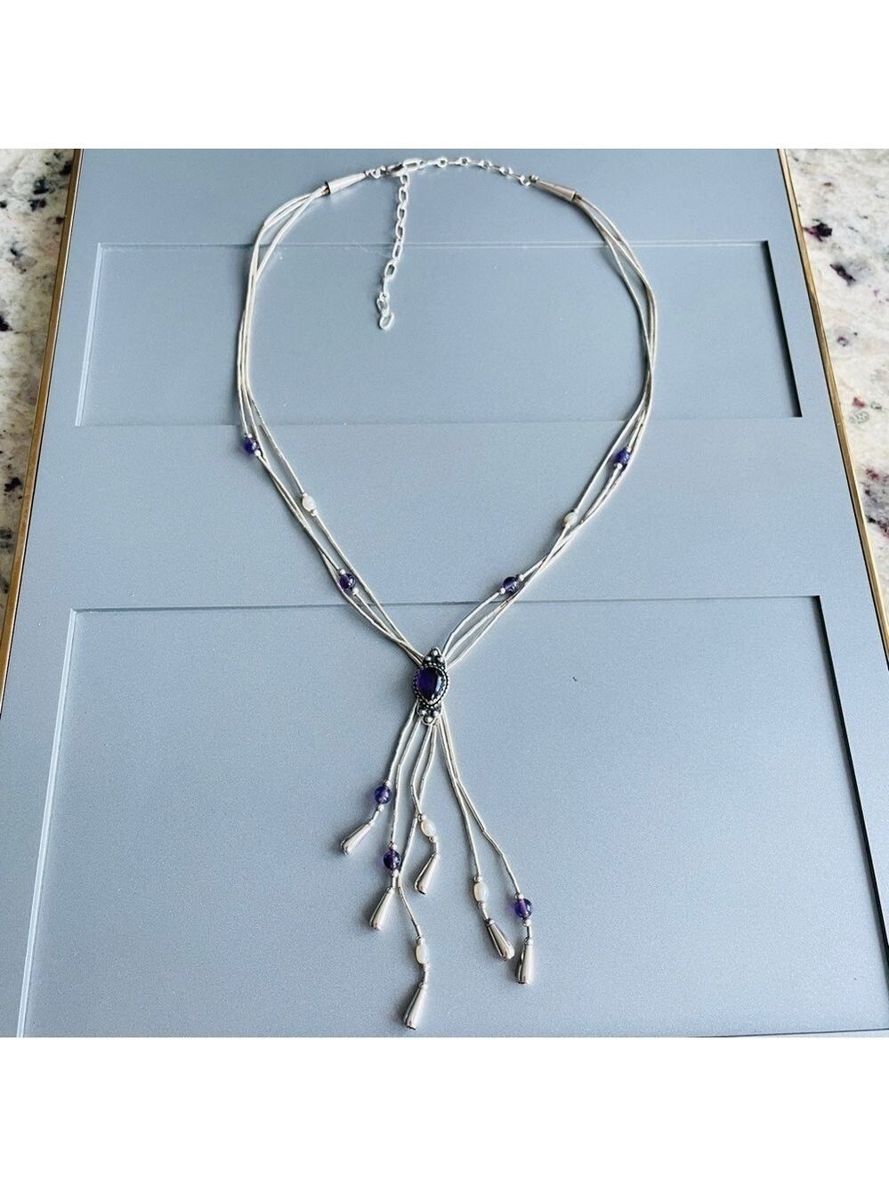 Carolyn Pollack QT Amethyst Pearl Liquid Sterling Silver Strands Lariat … - Picture 4 of 8